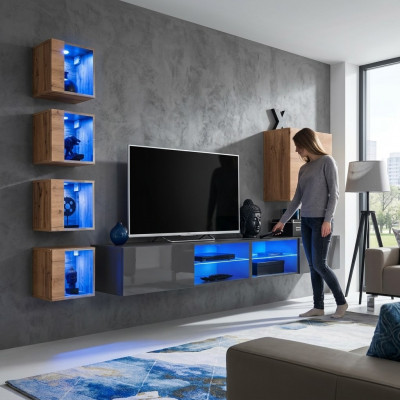 Wunnzëmmer Wunnwand Gro Modern Miwwelen TV-Ständer Wandschaf Réckelen