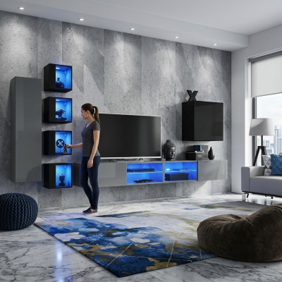 Einrichtung Modern Miwwelen Wunnzëmmer Komplett Wunnwand Holzmiwwelen TV-Stänner