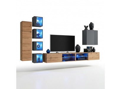 Set Wunnwand 320 cm Wandkabinett TV-Stänner Modern Sideboard Wunnzëimmerméibelen