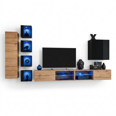 Komplett Designer Modern Wunnwand Wandregaler TV-Stänner Holzmueble Wandschaf