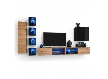 Komplett Designer Modern Wunnwand Wandregaler TV-Stänner Holzmueble Wandschaf