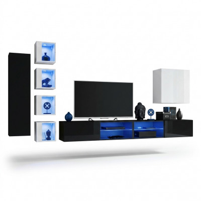 Komplett Wunnwand Wandsschaf Holzmëbel Modern Set 7tlg Ariichtung Nei
