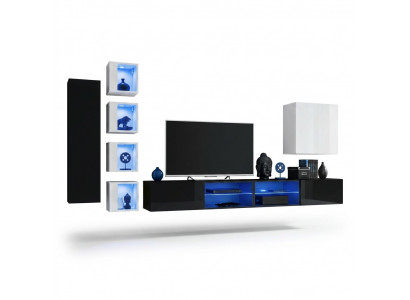 Komplett Wunnwand Wandsschaf Holzmëbel Modern Set 7tlg Ariichtung Nei