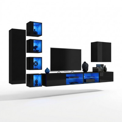 Setz Eckwand Komplett Holzmiwwelen Modern Designer Set Wandschaf Ariichtung