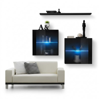 Komplett Set 3-Teileg Designer Wunnwand 2x Mauereschaf Modern Mauer Regal Nei