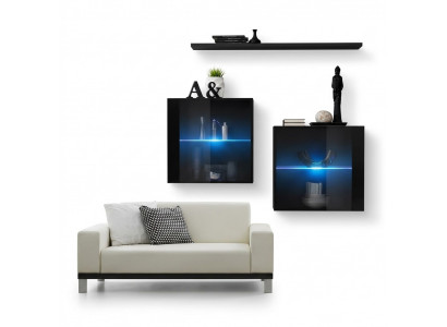 Komplett Set 3-Teileg Designer Wunnwand 2x Mauereschaf Modern Mauer Regal Nei
