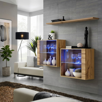 Wunnzëmmer Schief Vitrine Mauer Regal Luxus Wunn Zëmmer Brong Set 3tlg.