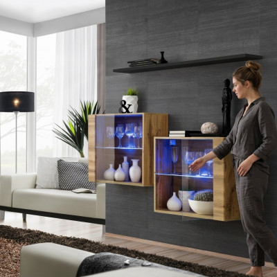 Modern Miwwelen Luxus Wunnwand 130 cm Wunnzëmmer Ariichtung Komplett Set 3tlg.