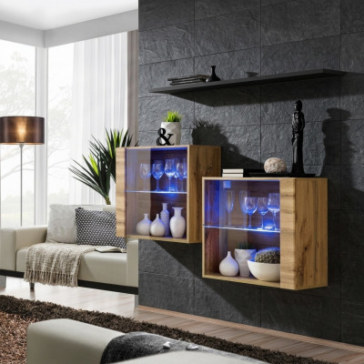 Modern Miwwelen Luxus Wunnwand 130 cm Wunnzëmmer Ariichtung Komplett Set 3tlg.
