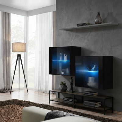 Wunnwand Holz Miwwelen Ariichtung Luxus Designer Komplett Set 3-tlg. Wand Regal