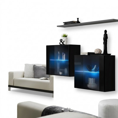 Wunnwand Holz Miwwelen Ariichtung Luxus Designer Komplett Set 3-tlg. Wand Regal