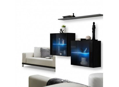 Wunnwand Holz Miwwelen Ariichtung Luxus Designer Komplett Set 3-tlg. Wand Regal