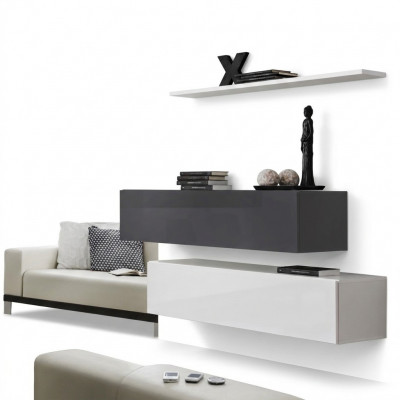 2x Schieferschaf Set Luxus Design Ariichtung Mauerregal Holzmëbler Wunnzëmmer
