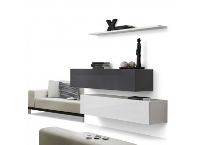 2x Schieferschaf Set Luxus Design Ariichtung Mauerregal Holzmëbler Wunnzëmmer