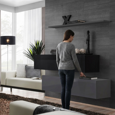 Wunnzëmmer Mauerregal Säitbar Schiefmauren Mauerarmoire Komplett Set 3 Stéck. Nei