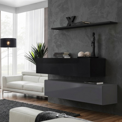 Wunnzëmmer Mauerregal Säitbar Schiefmauren Mauerarmoire Komplett Set 3 Stéck. Nei