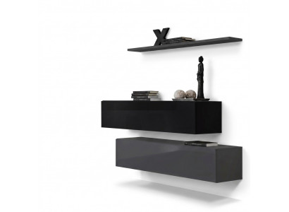 Wunnzëmmer Mauerregal Säitbar Schiefmauren Mauerarmoire Komplett Set 3 Stéck. Nei