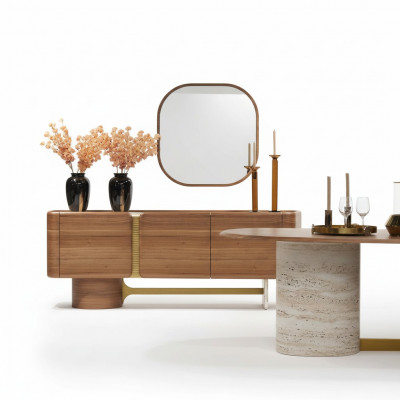 Sideboard Kommod Garnitur Anrichte Spigel Holz Brong Miwwel Design Set