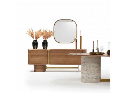 Sideboard Kommod Garnitur Anrichte Spigel Holz Brong Miwwel Design Set