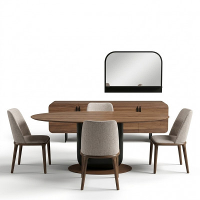 Iesszëmmer Komplett Set Iessdësch Stull Iesszëmmer Set Iess Grupp Holz Dësch 5 Deeler