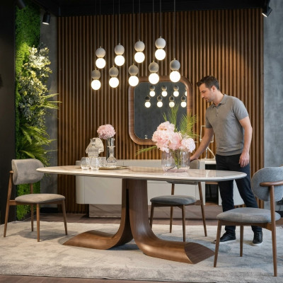 Iesszëmmer Iessdësch 4x Still Luxus Komplett Set 4tlg Iess Grupp Holz Dësch