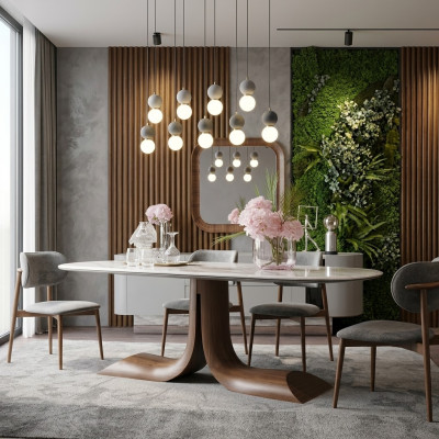 Iesszëmmer Iessdësch 4x Still Luxus Komplett Set 4tlg Iess Grupp Holz Dësch