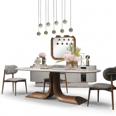 Iesszëmmer Iessdësch 4x Still Luxus Komplett Set 4tlg Iess Grupp Holz Dësch
