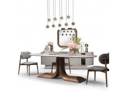 Iesszëmmer Iessdësch 4x Still Luxus Komplett Set 4tlg Iess Grupp Holz Dësch