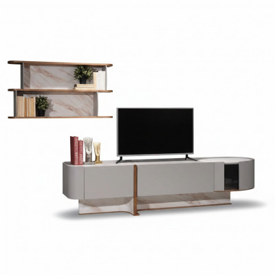Wunnzëmmer Set Luxus Wunnwand TV-Stänner Sideboard Nei Wandregal
