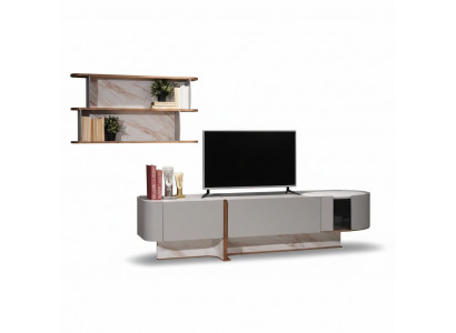 Wunnzëmmer Set Luxus Wunnwand TV-Stänner Sideboard Nei Wandregal
