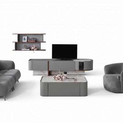 Wunnmauer-Set Holz Anrichtung Luxus Wunnzëmmer TV-Ständer Design Mauerregal