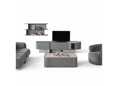 Wunnmauer-Set Holz Anrichtung Luxus Wunnzëmmer TV-Ständer Design Mauerregal