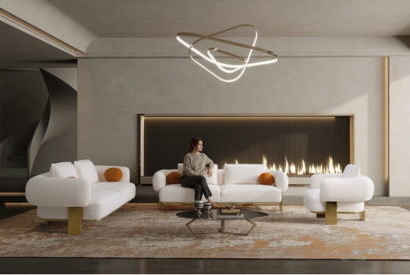 Sofagarnitur Wunnzëmmer Komplett Sofas Set Design Modern Luxus Fotell Nei