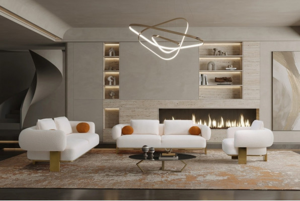 Sofagarnitur Wunnzëmmer Komplett Sofas Set Design Modern Luxus Fotell Nei