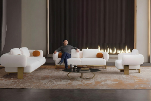 Sofagarnitur 2x Dräisëtzer Sëtzpolster Couch Set 3tlg Design Sofa Neien Wunnzëmmer