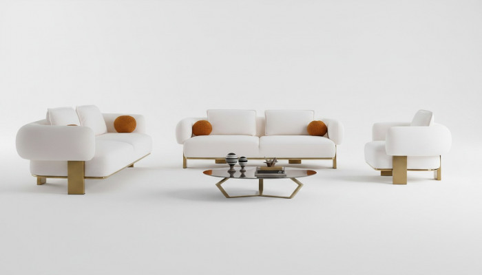 Sofagarnitur 2x Dräisëtzer Sëtzpolster Couch Set 3tlg Design Sofa Neien Wunnzëmmer