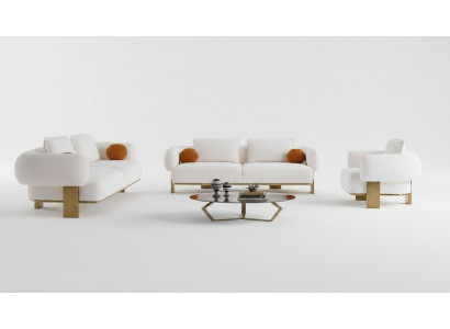 Sofagarnitur 2x Dräisëtzer Sëtzpolster Couch Set 3tlg Design Sofa Neien Wunnzëmmer