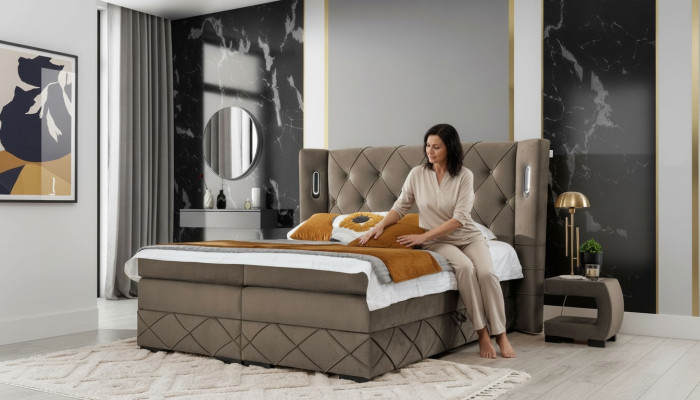 2x Nuetsdësch Schlofkummer Komplett 3 Deeler Luxusbett Modern Ariichtung Holz