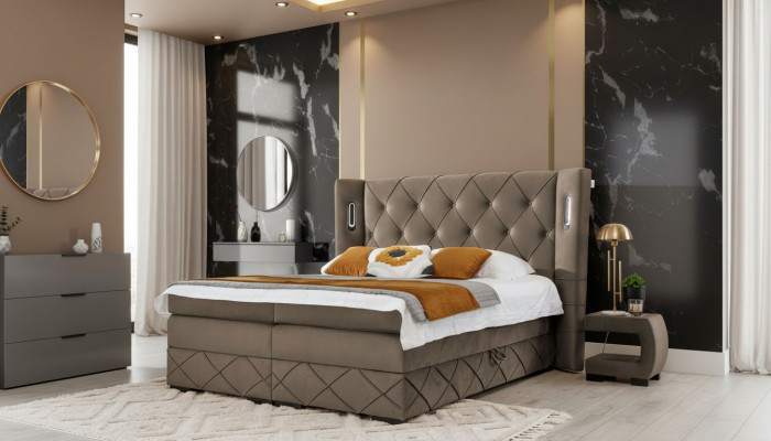 2x Nuetsdësch Schlofkummer Komplett 3 Deeler Luxusbett Modern Ariichtung Holz