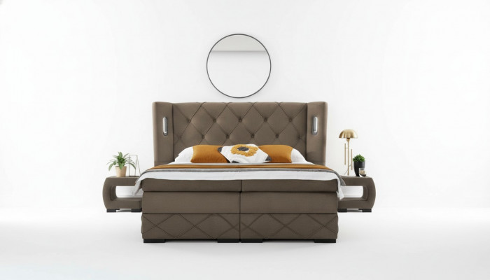 2x Nuetsdësch Schlofkummer Komplett 3 Deeler Luxusbett Modern Ariichtung Holz