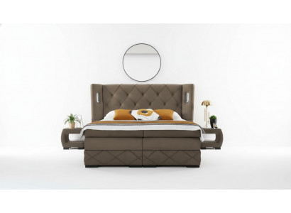 2x Nuetsdësch Schlofkummer Komplett 3 Deeler Luxusbett Modern Ariichtung Holz