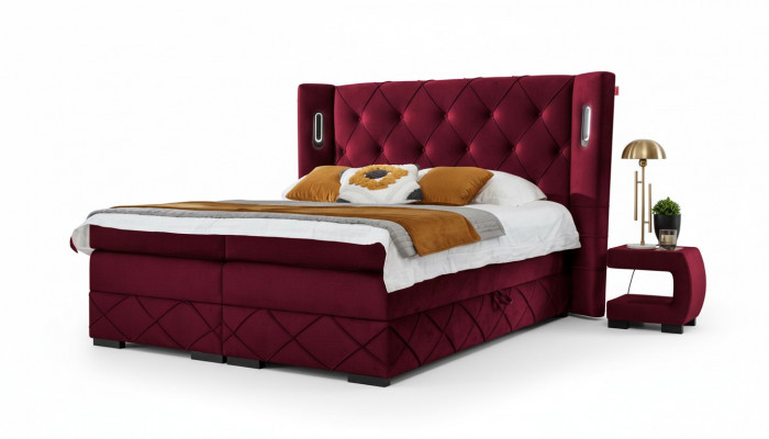 Design-Schlofzëmmer-Set 6-telleg Komplett Bett Nuetsdësch Holz Modern Polsterbett