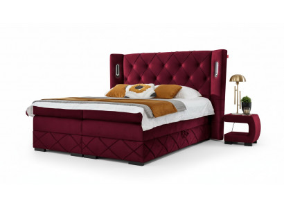 Design-Schlofzëmmer-Set 6-telleg Komplett Bett Nuetsdësch Holz Modern Polsterbett