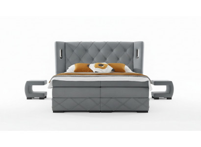 Schlofzëmmer Set Bett 2x Nuetsdësch Modern Komplett Luxus Miwwelen Holz Ariichtung