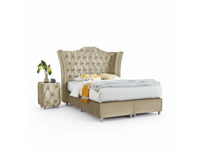 Luxus-Schlofkummer Polsterbett 2x Nuetsdëscher Bett 3stéck Set Design Ariichtung