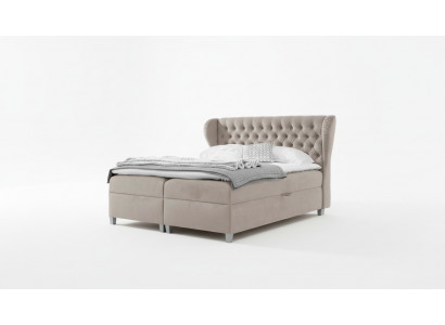 Luxus Duebelbett Chesterfield Schlofkummer Ariichtung Polsterbett Modern Miwwelen