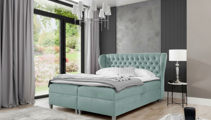 Schlofzëmmer Modern Bett Chesterfield Ariichtung Polsterbett Holz Design Miwwelen