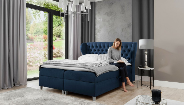 Luxus Boxspringbett Schlofkummerbett Gepolstert Bett Modern 160x200cm Holz