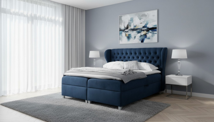 Luxus Boxspringbett Schlofkummerbett Gepolstert Bett Modern 160x200cm Holz