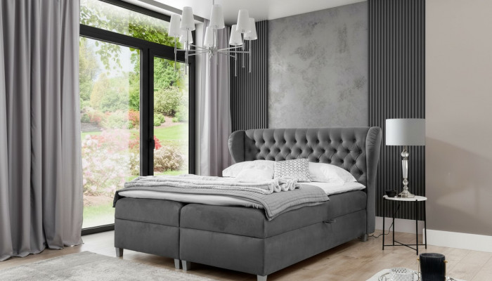 Luxus Design Boxspringbett Schlofzëmmer Gepolstert Bett Modern Miwwelen Chesterfield